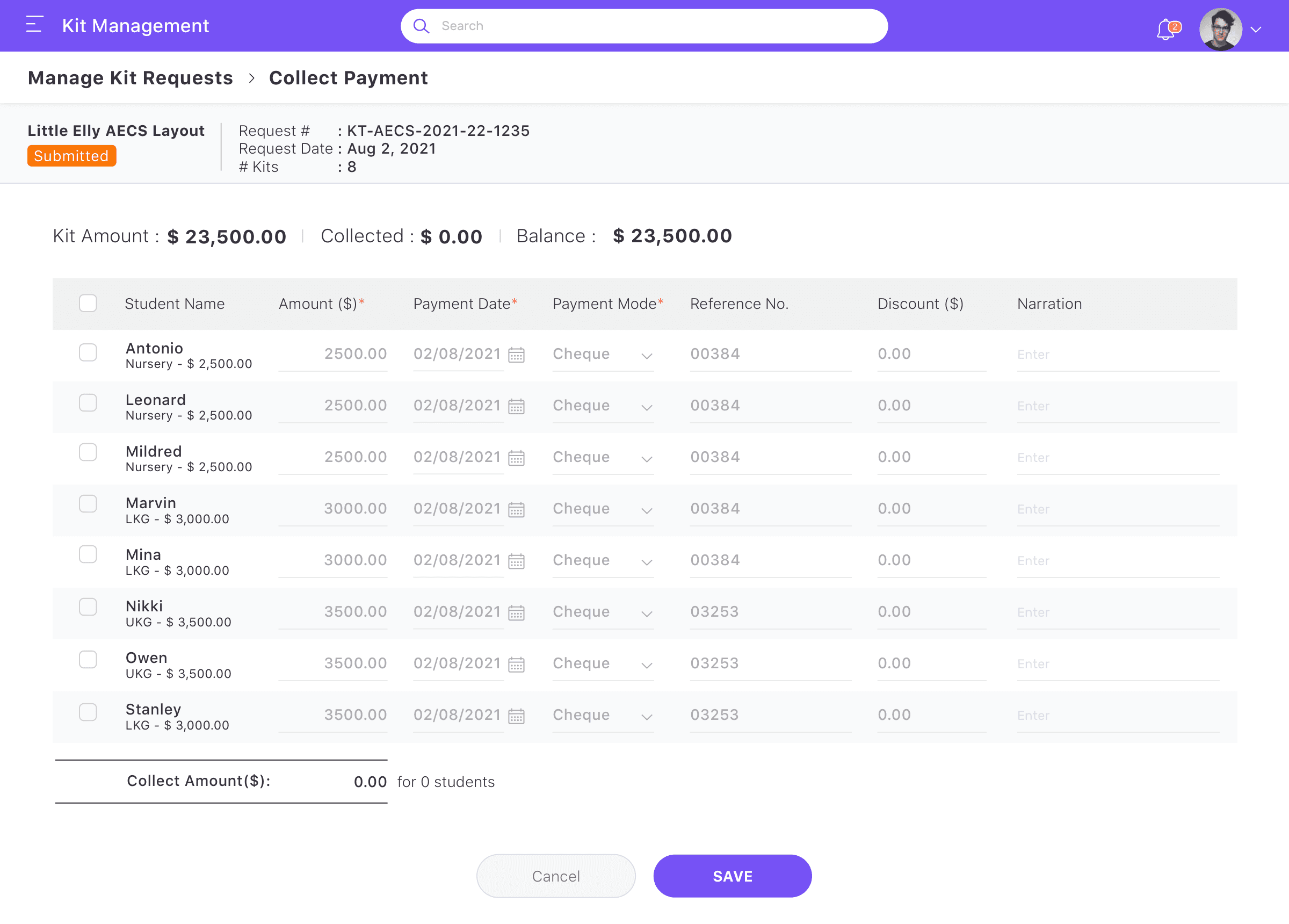 Franchisor payment collection and verification interface