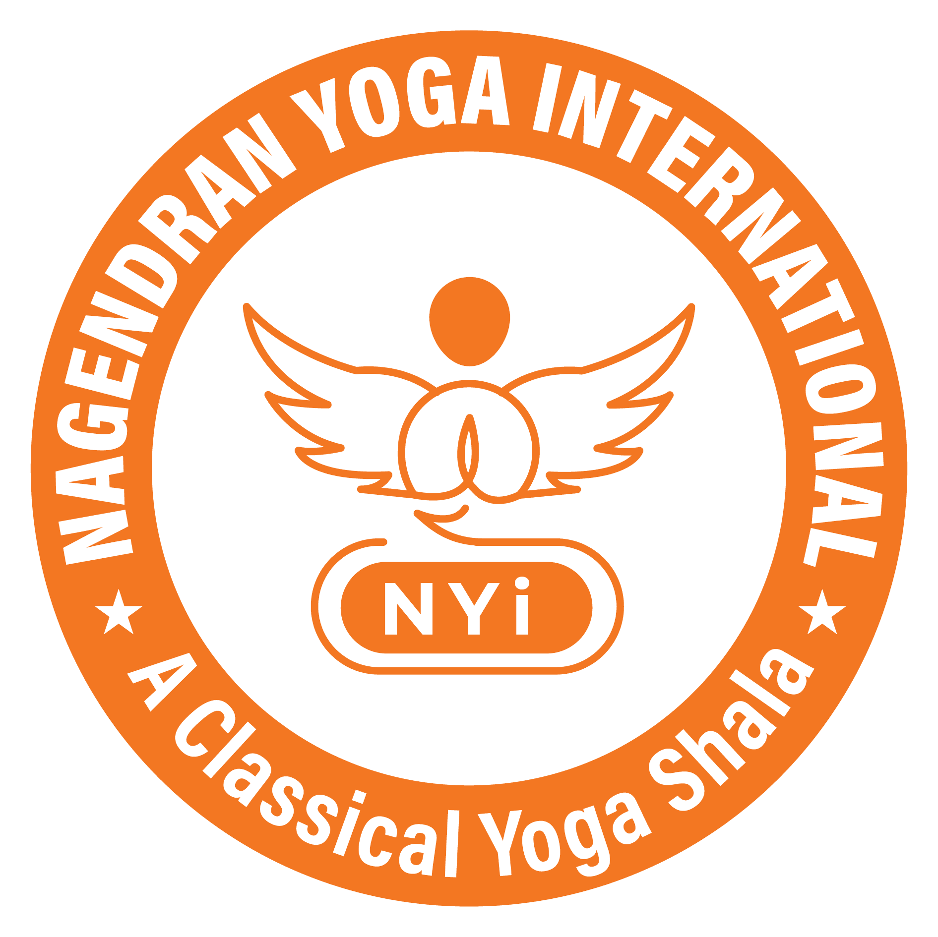 Circular badge variation with full organizational name and classical yoga shala tagline